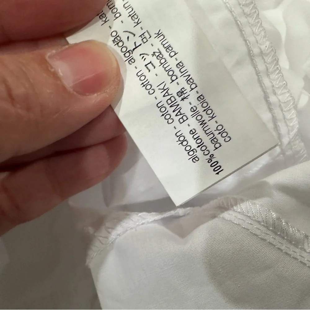 ZARA White Cotton Poplin Balloon Sleeve Top Flared Hem Hidden Button Shirt Large